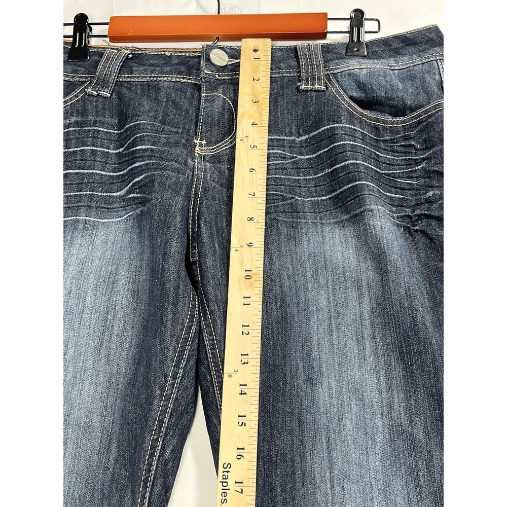 Vintage Rocawear Women's Jean Dark Wash Embellished Zipper Back Legs Capri Sz 16 - Picture 5 of 16
